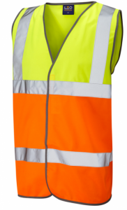 High Visibility Yellow & Orange Lightweight Waistcoat / Vest ENISO 20471 Class 2